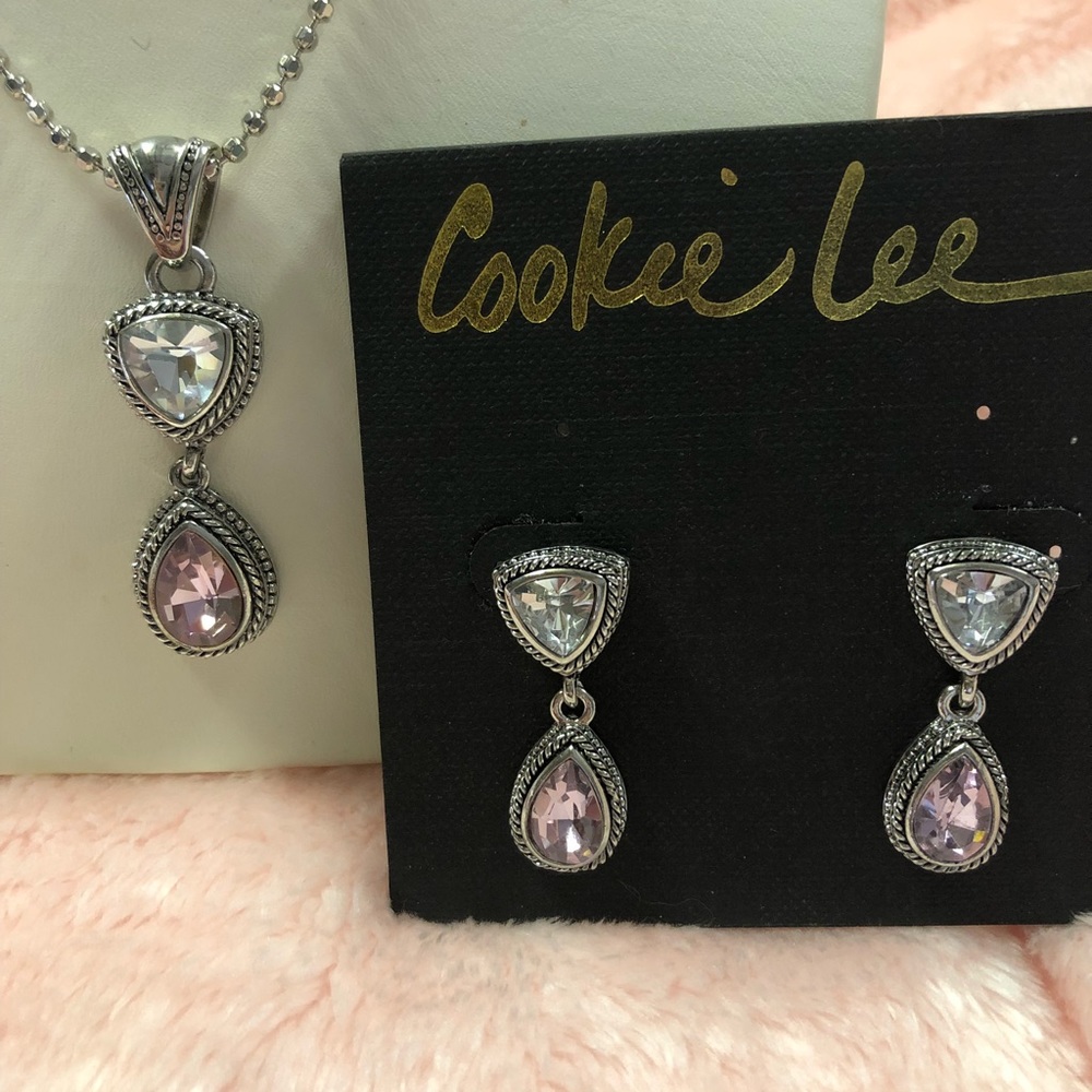 Cookie Lee pink crystal set